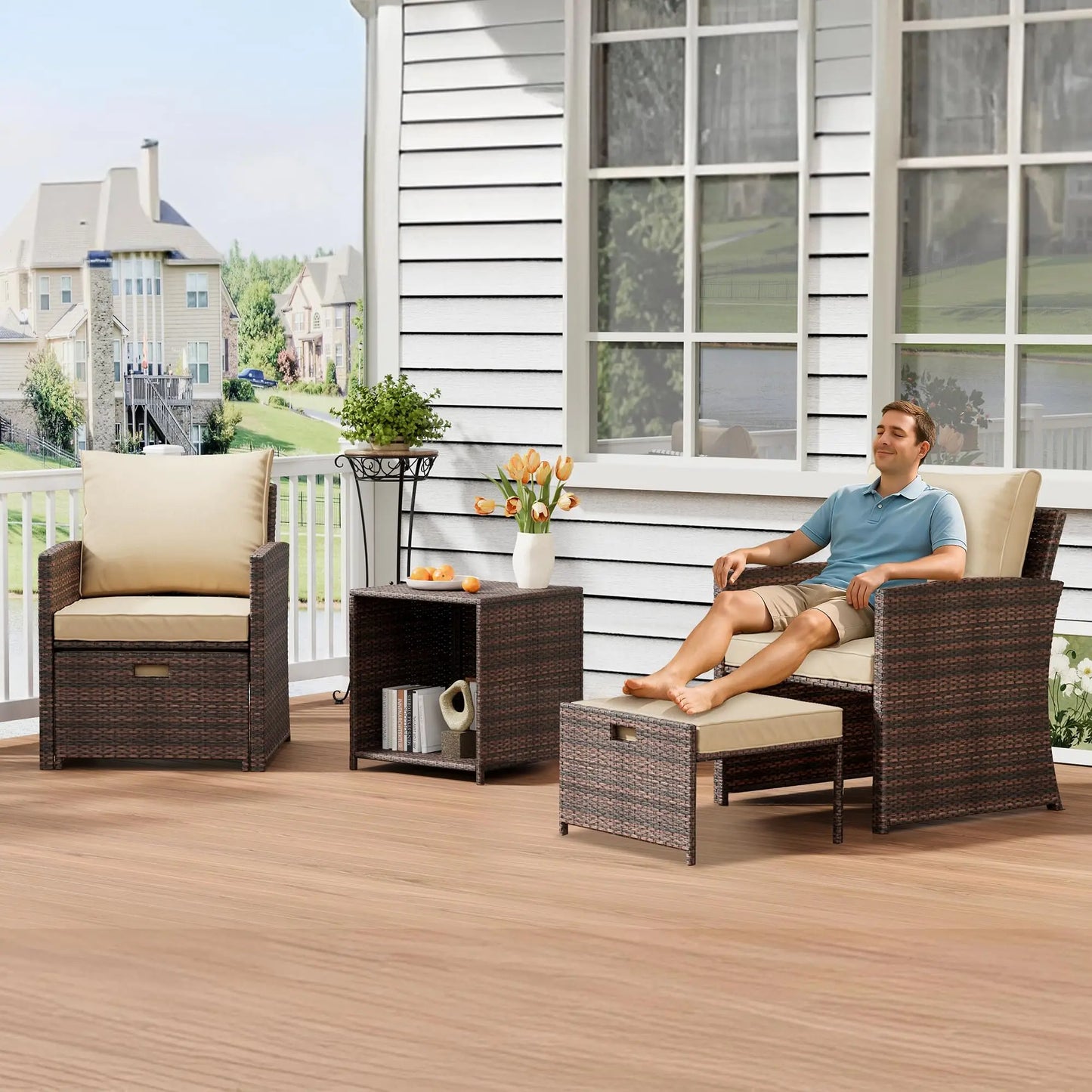 5-Piece All-Weather PE Rattan Patio Set