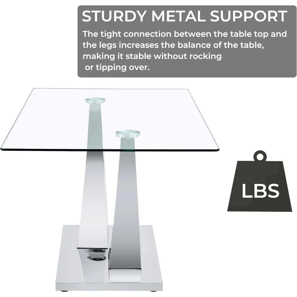 Modern Rectangular Tempered Glass Dining Table