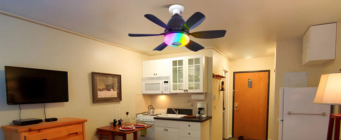 Socket Ceiling Fan RGB Light Bluetooth Speaker with Remote