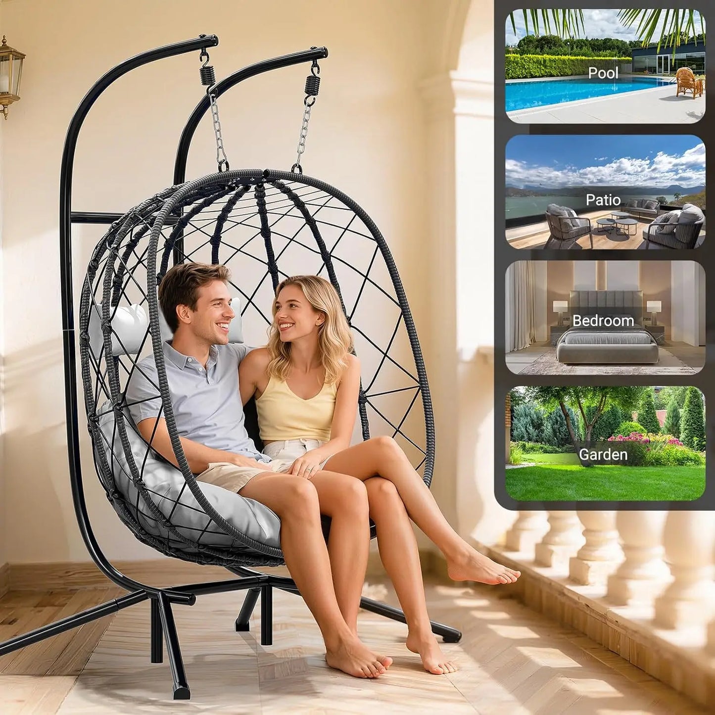 Rattan Wicker Hanging Swing Egg Chair