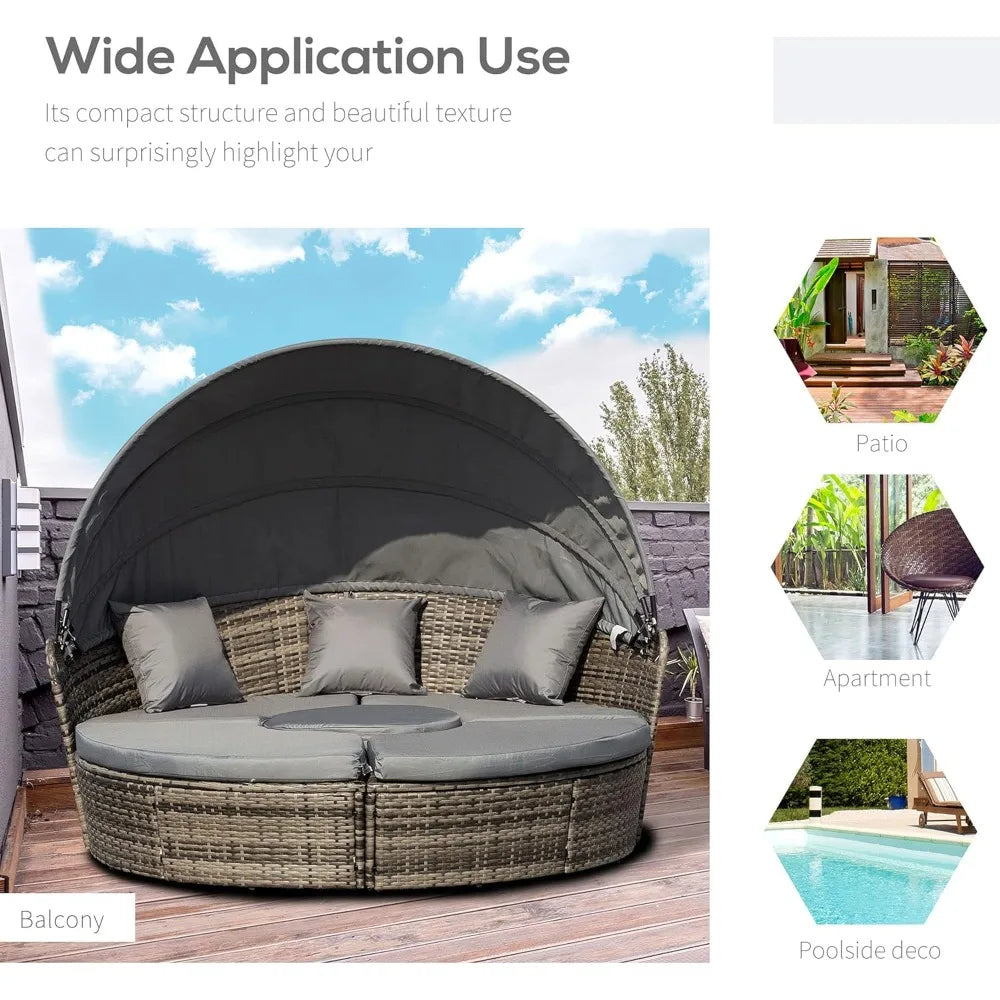 Round Convertible Daybed with Cushions