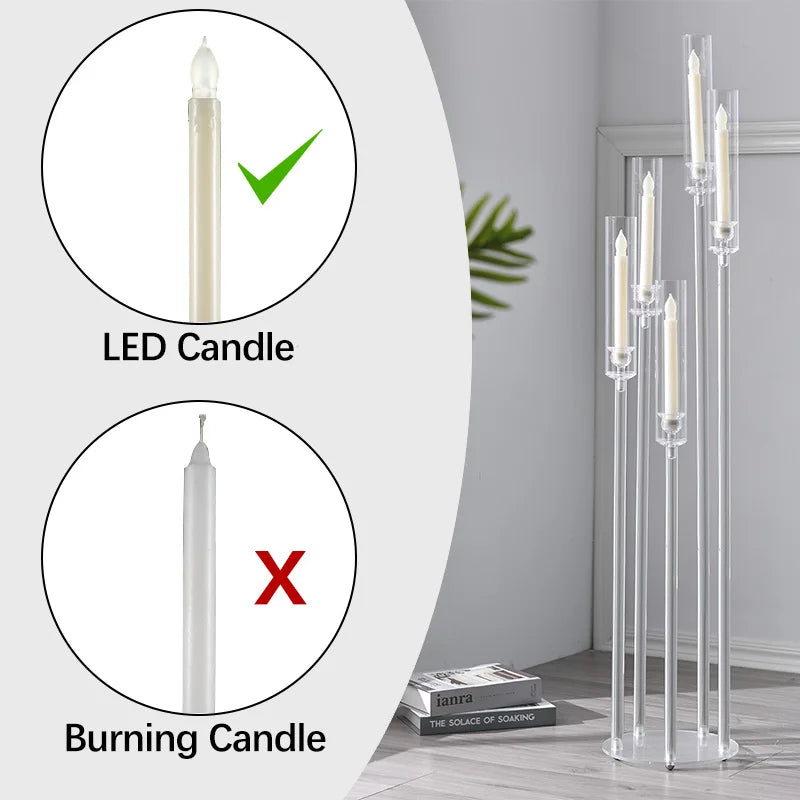 Clear Floor Candelabra Candlestick Holder for Table Centerpiece
