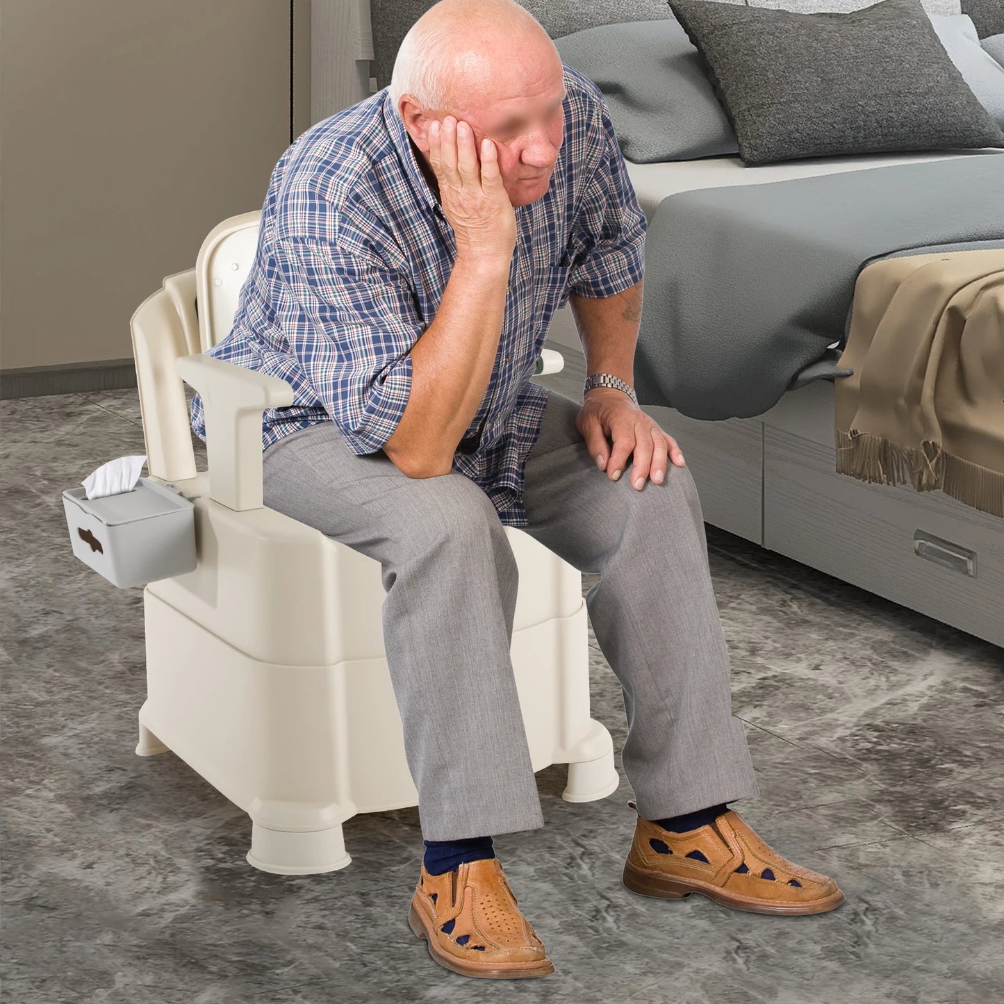 Bedside Commode With Sensor Night Light