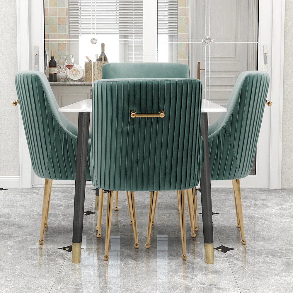 Modern Glam Vanity Buckle Pleated Velvet Dining Chair