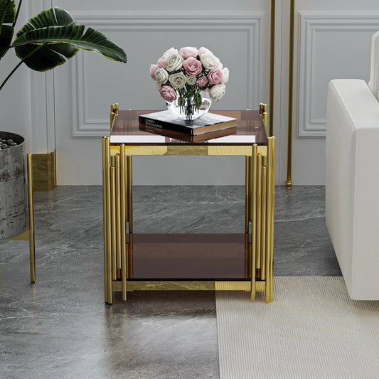 Modern luxury golden coffee table with stainless steel leg