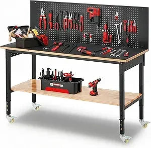 Heavy Duty Adjustable Workstation with USB Power Outlets/Wheels