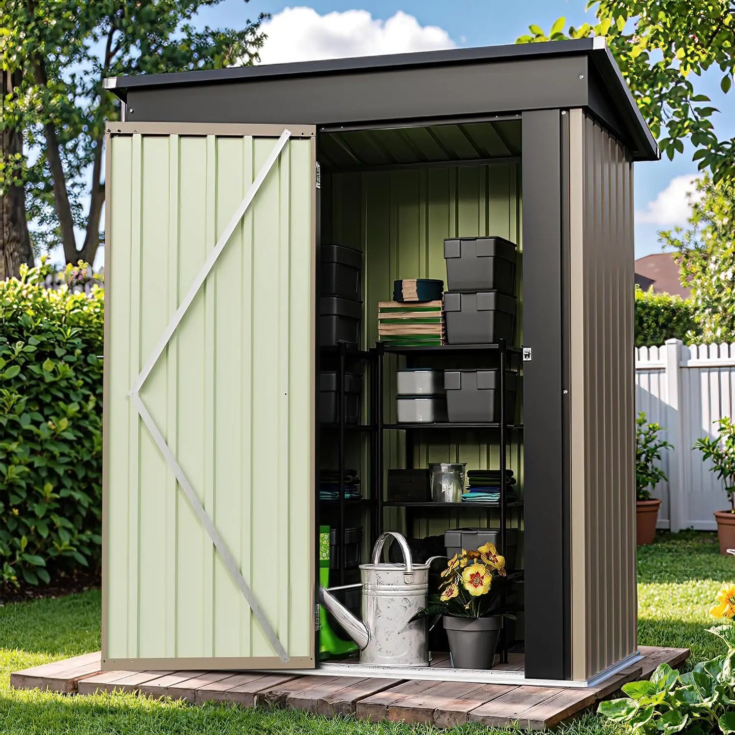Tool Shed with Sloping Roof and Lockable Door