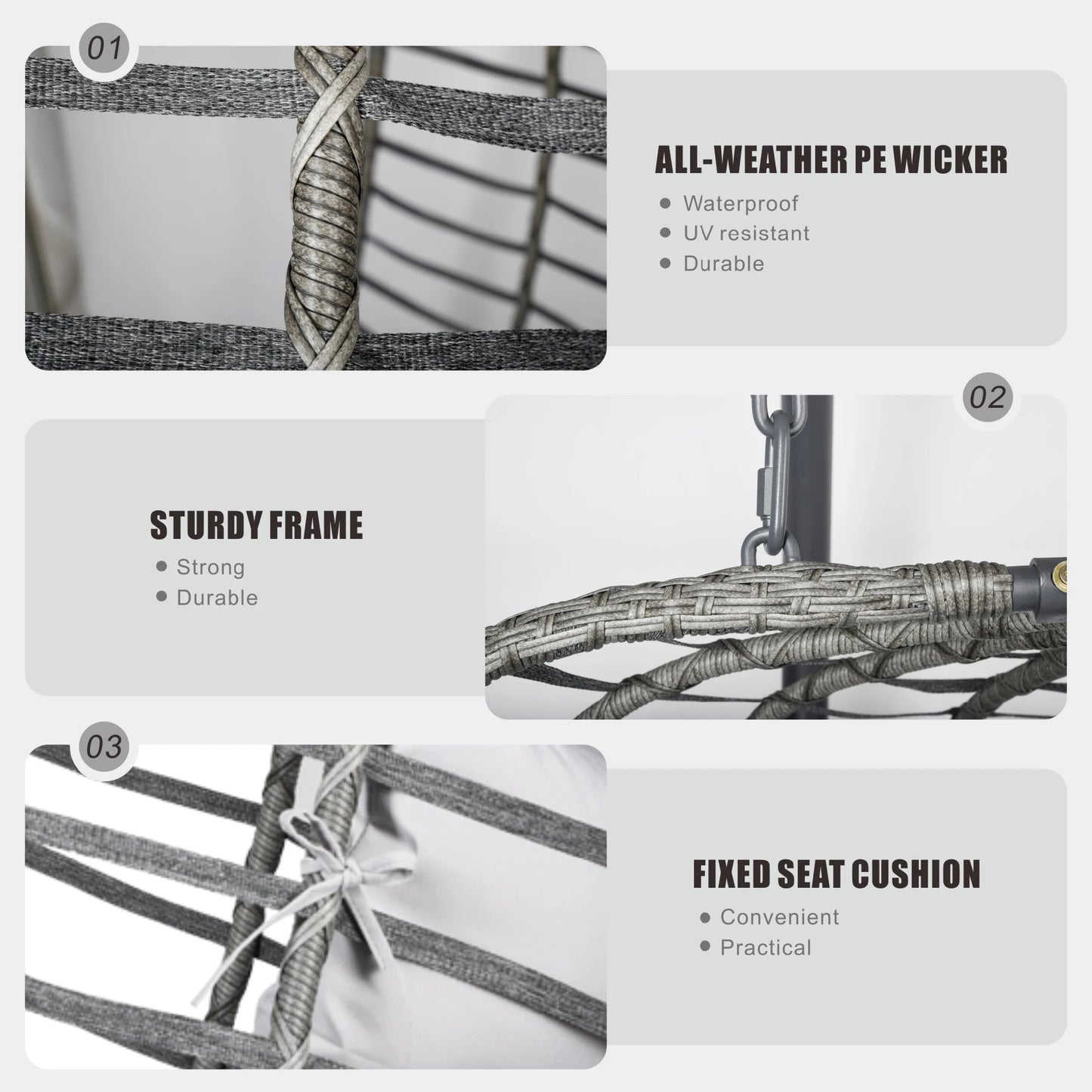 Double Hanging Egg Chair with Stand