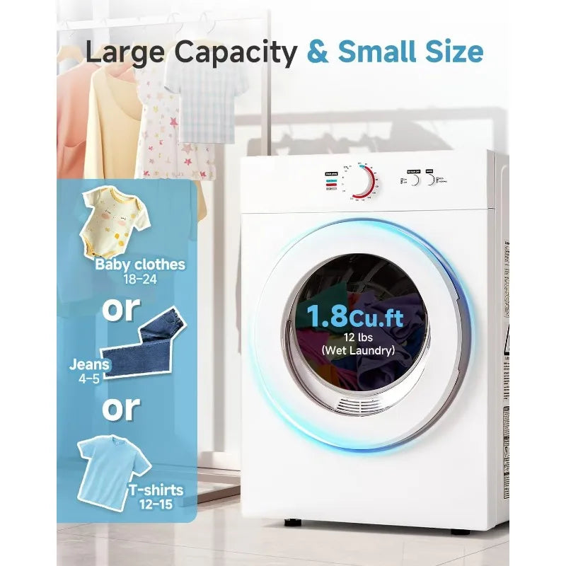 Compact Dryer with Stainless Steel Tub Front Load Tumble