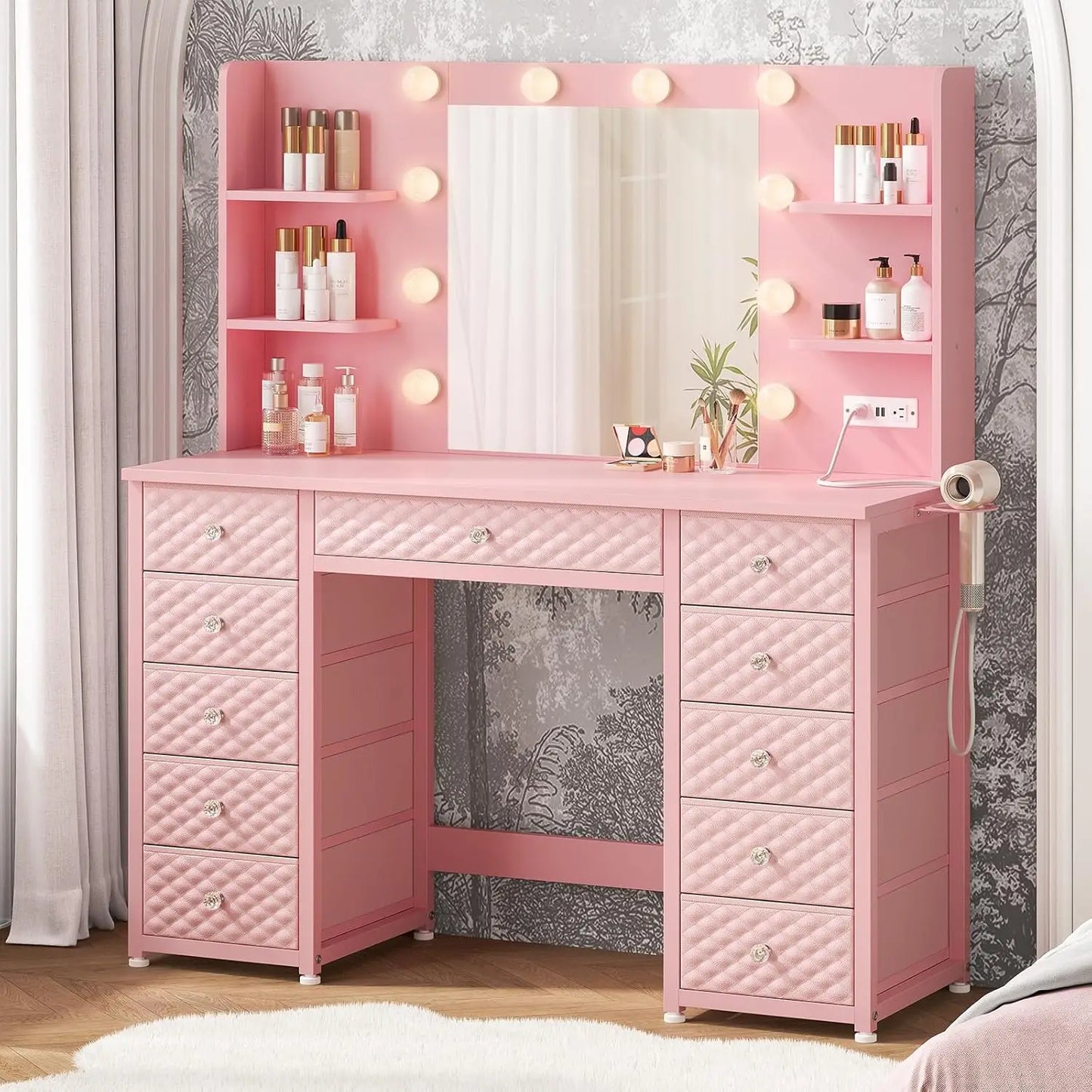Vanity Desk with Power Strip
