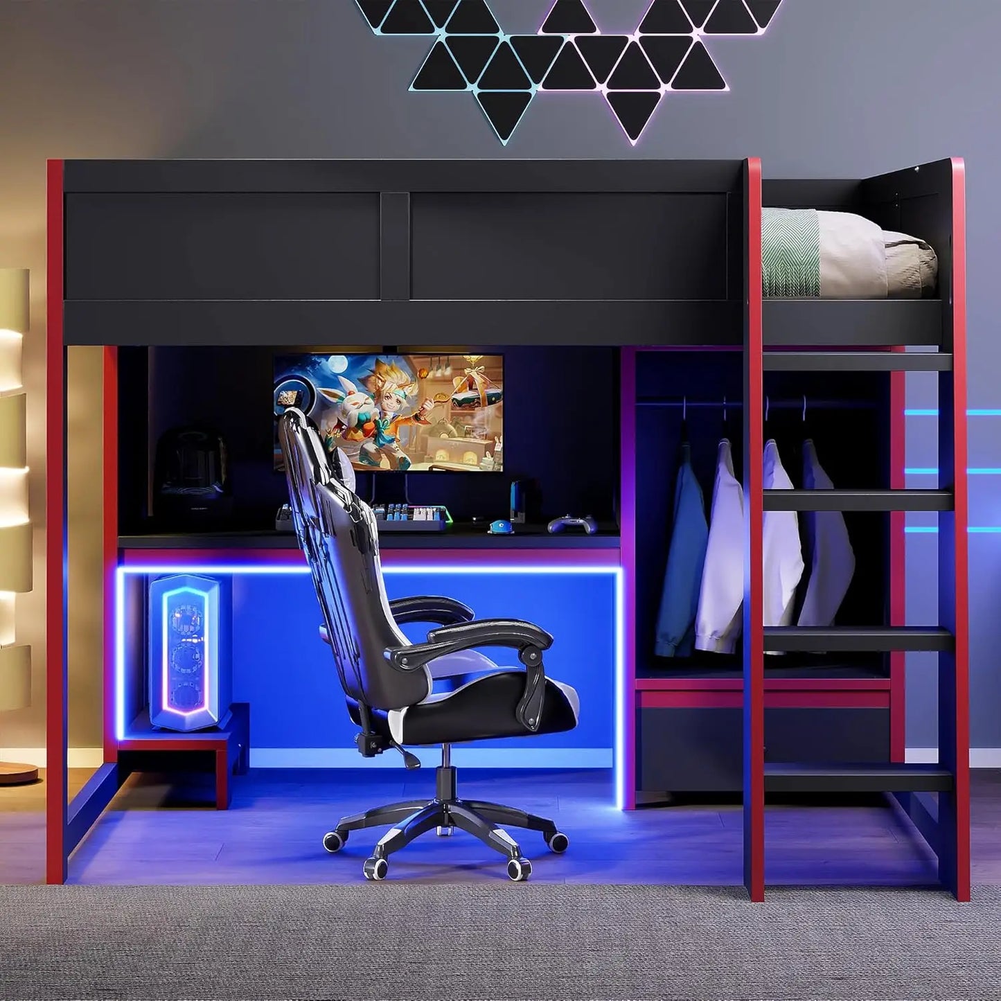 Full Wood Gaming Loft Bed