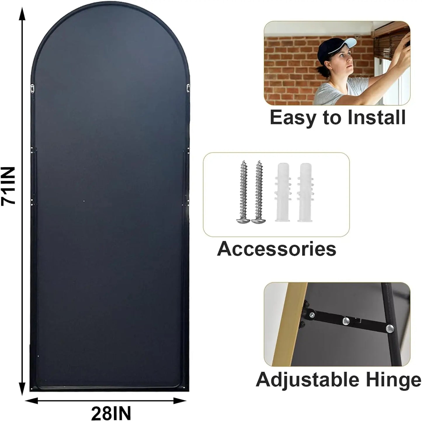 Full Length Mirror - Aluminum Alloy Frame Full Body Mirror