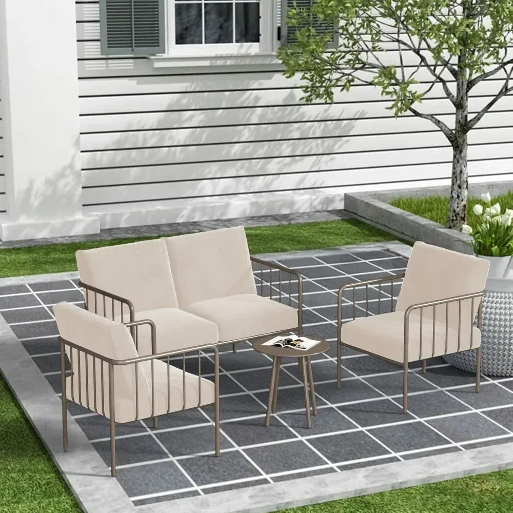 Patio Furniture Set with Armchairs and Coffee Table