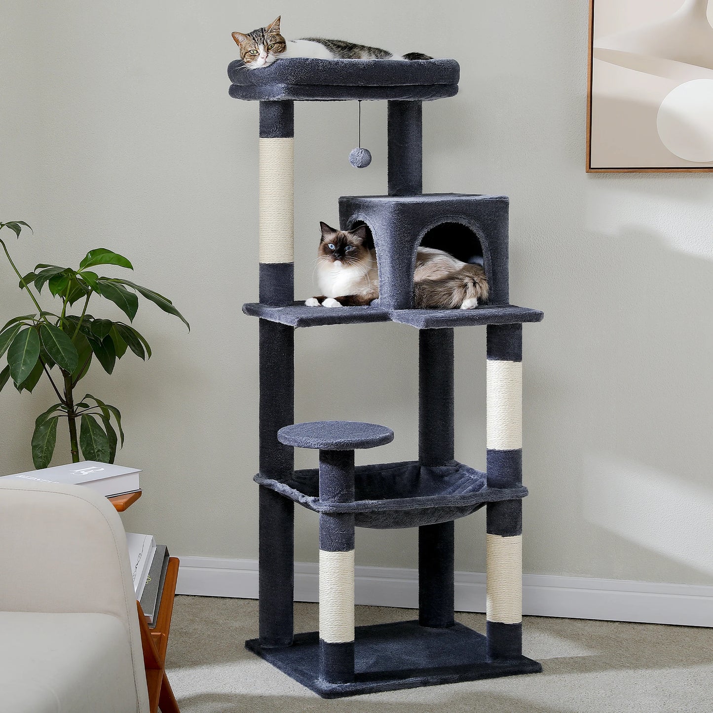 5-Level Cat Tower for Large Cats with Large Hammock