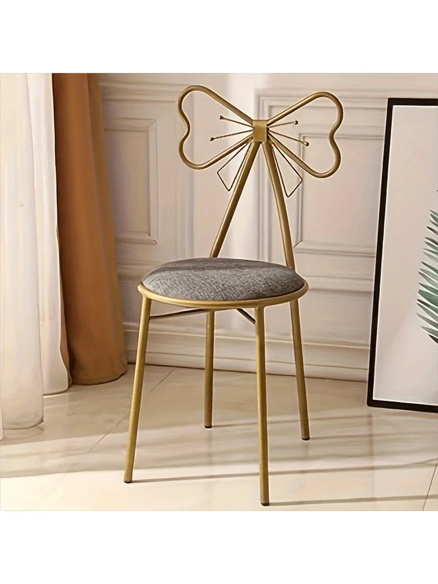 Makeup Vanity Girl Chairs Stool with Bow Knot Backrest
