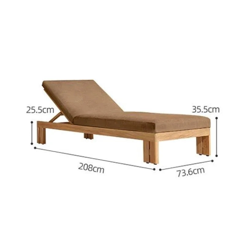 Outdoor Villa Terrace Teak Frame Sunbed
