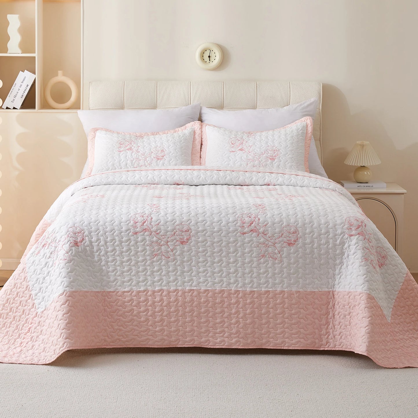 Multi-color Rose Print Quilted Quilt Bedding - All Seasons