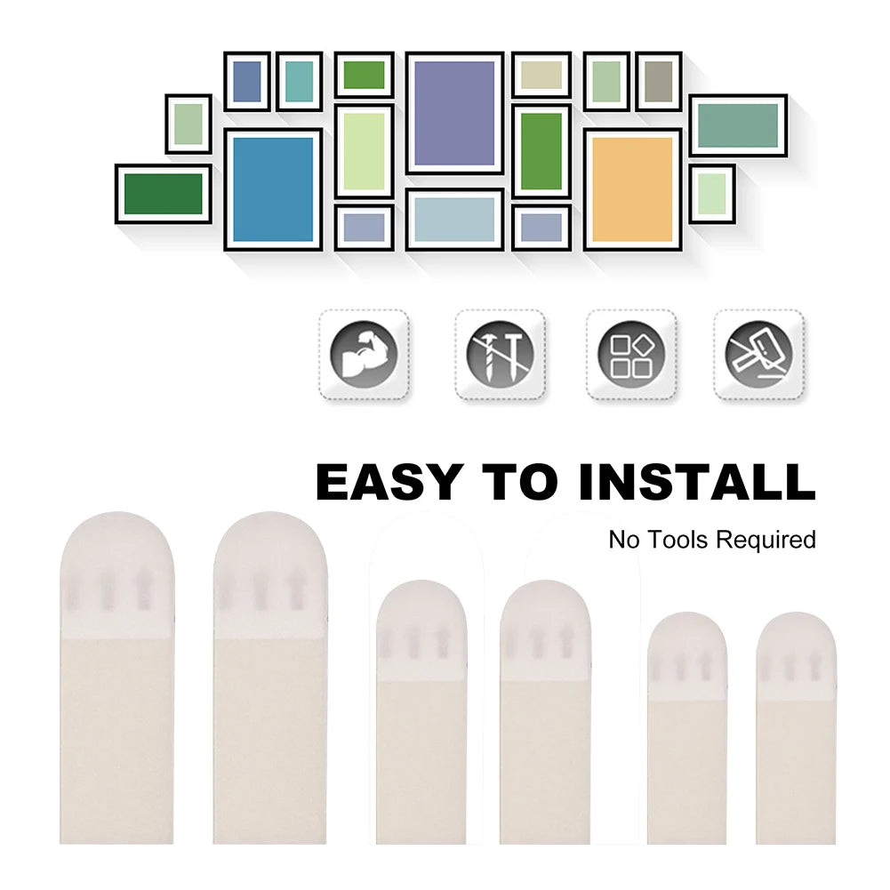 White Tape Damage-Free Picture and Frame Hanging Strips