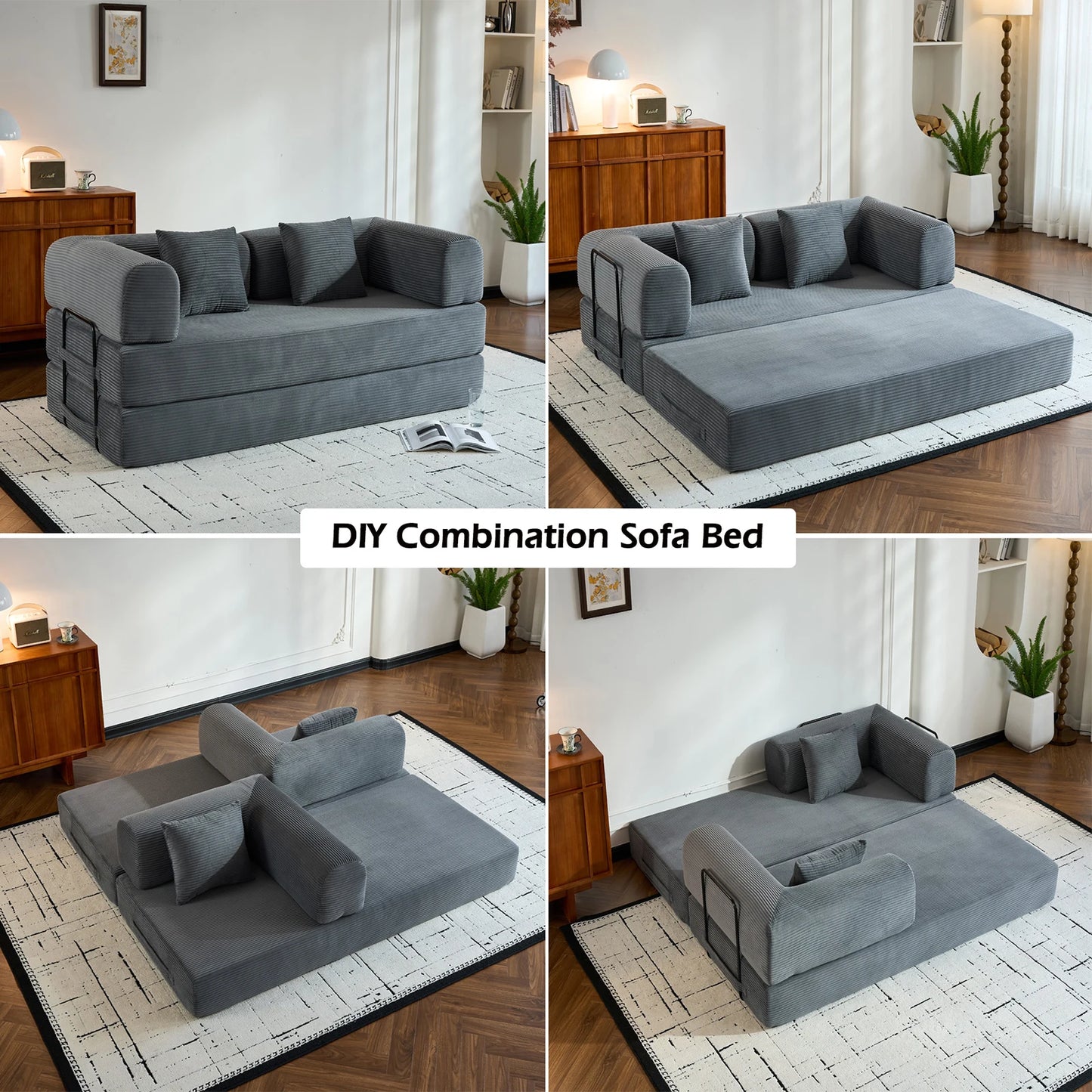 Oversized Corduroy Futon Floor Couch