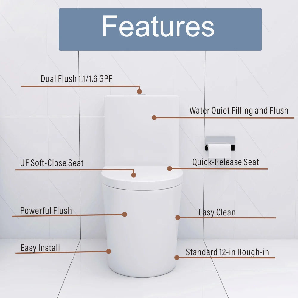 Elongated One Piece Toilet  Water Saving