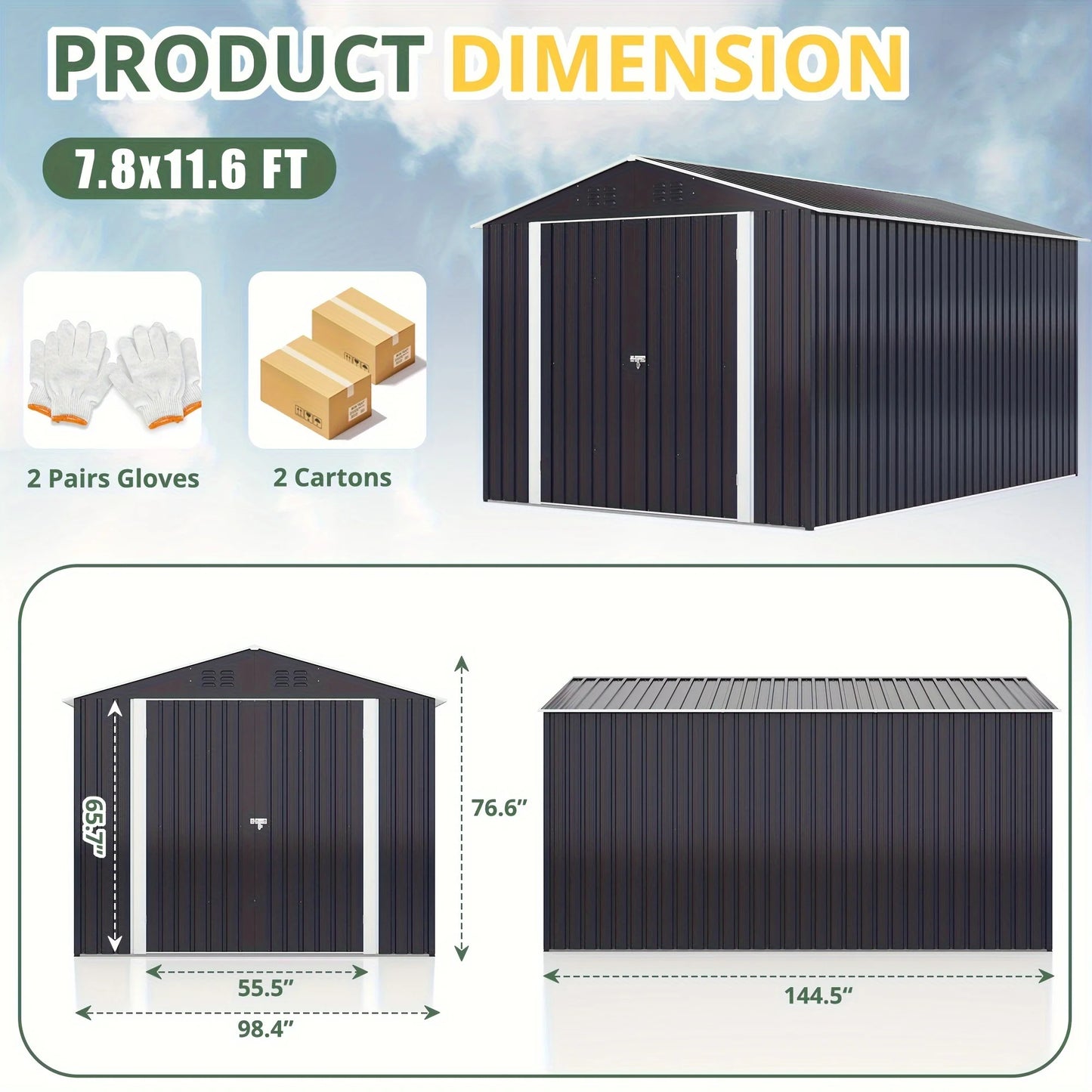 Heavy-Duty Frame Shed w/ Lockable Door