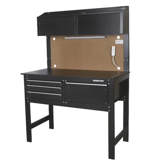 2-in-1 Workbench and Cabinet Combo with Light