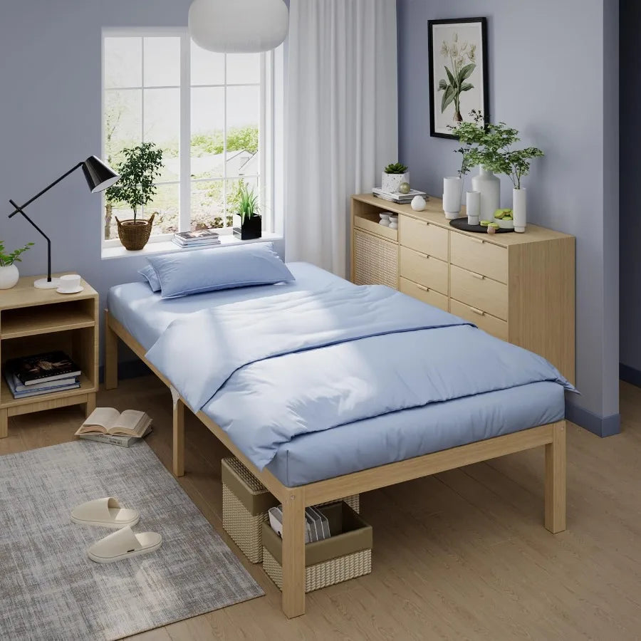Bamboo Bed Frame Solid Stable With Non-Slip Slats Support