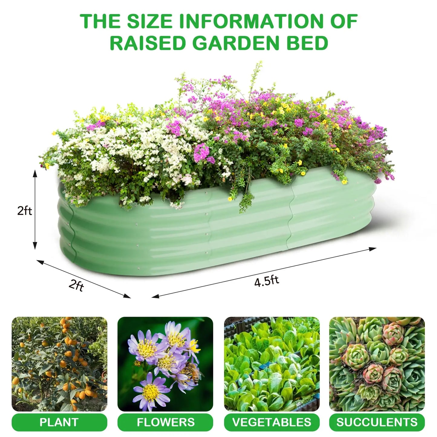 Oval Galvanized Steel Raised Garden Bed