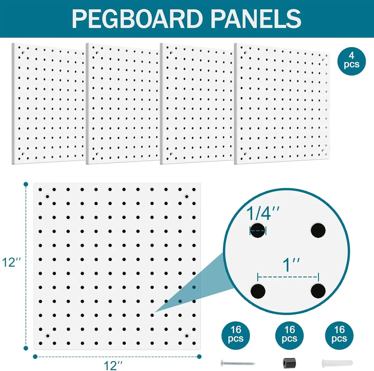 Peg Board Kit with Hooks and Bins