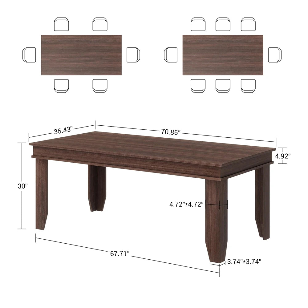 Large Wood Rectangular Farmhouse Dinner Table