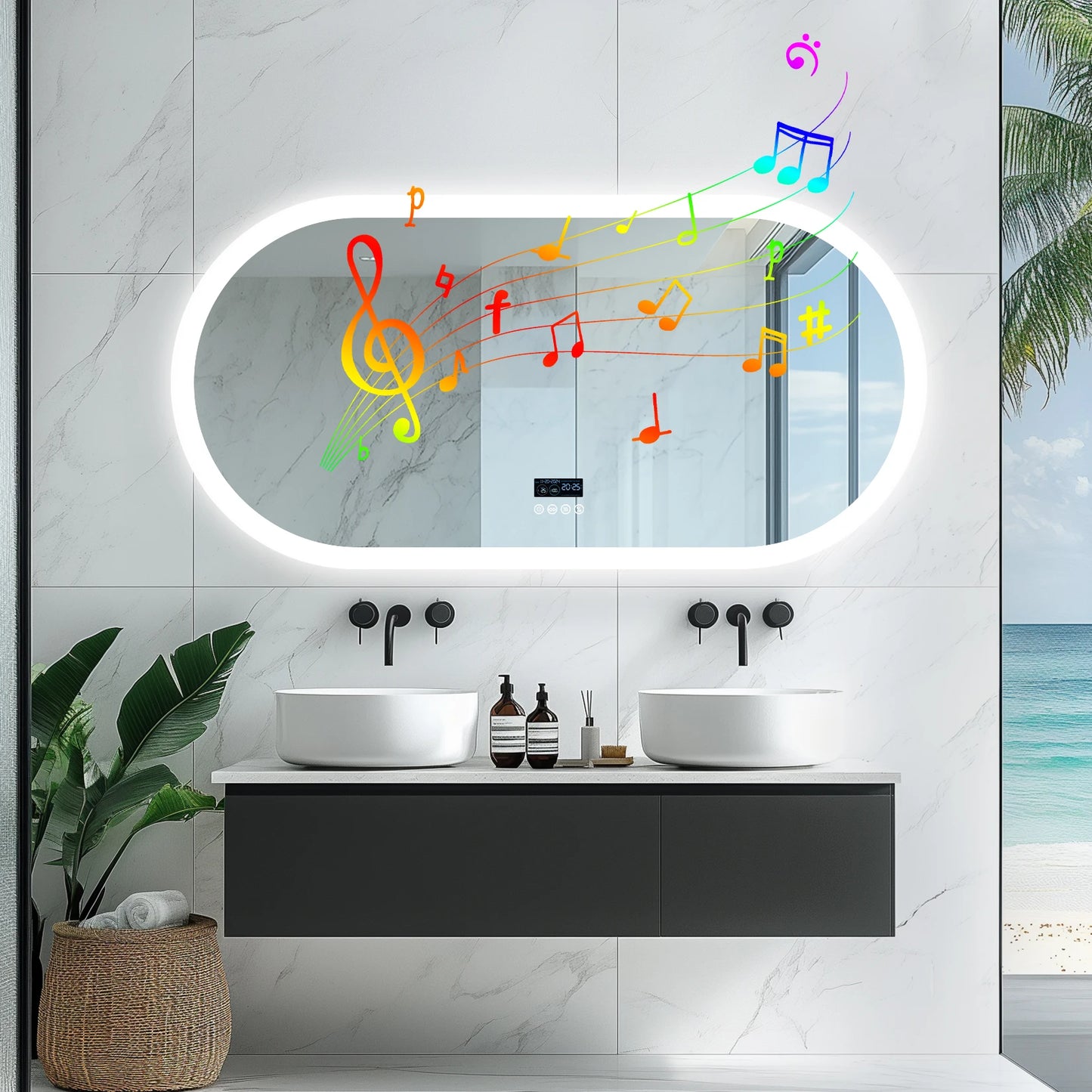 Oval LED Bathroom Mirror with Lights