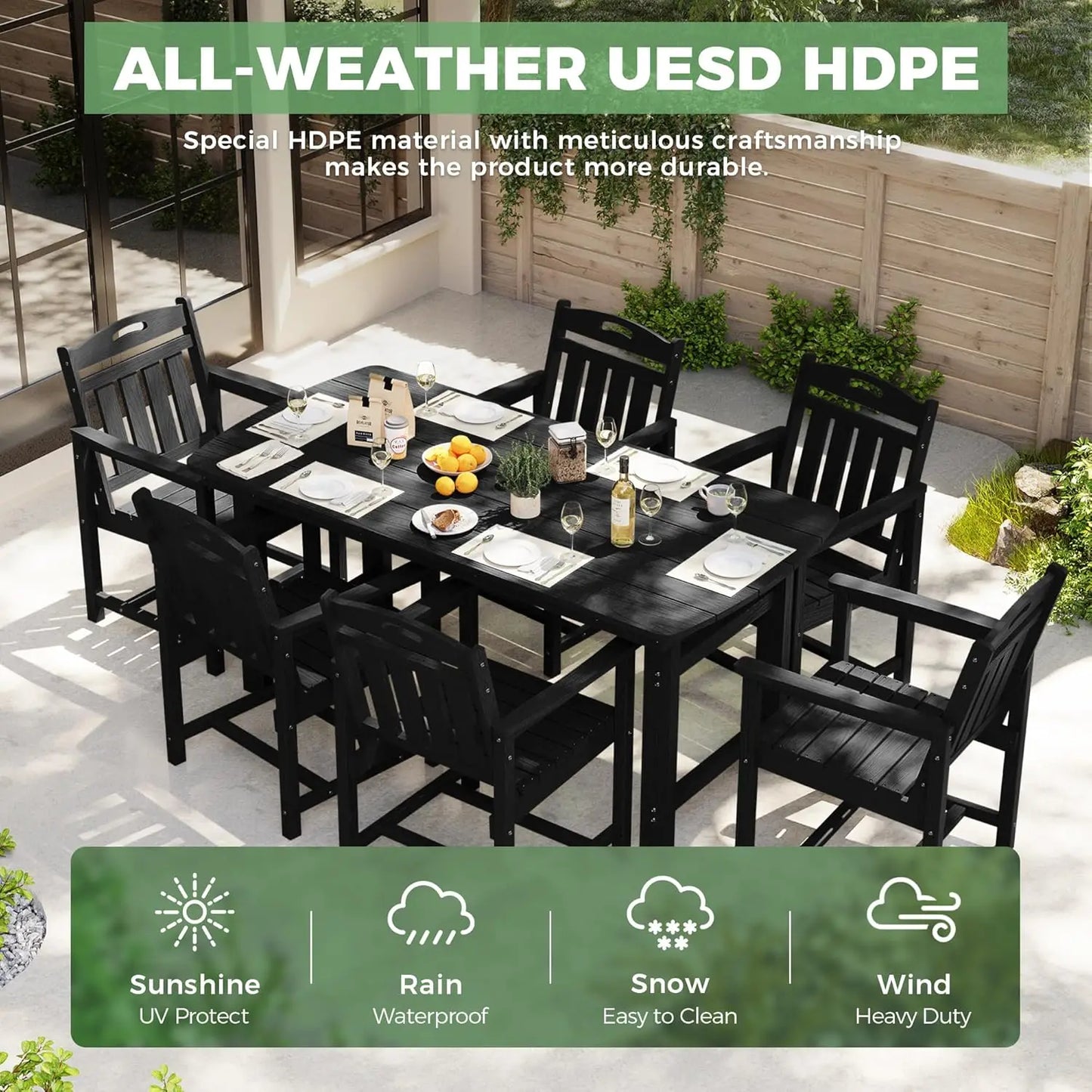 Patio Table and Chairs Set with All-Weather Table