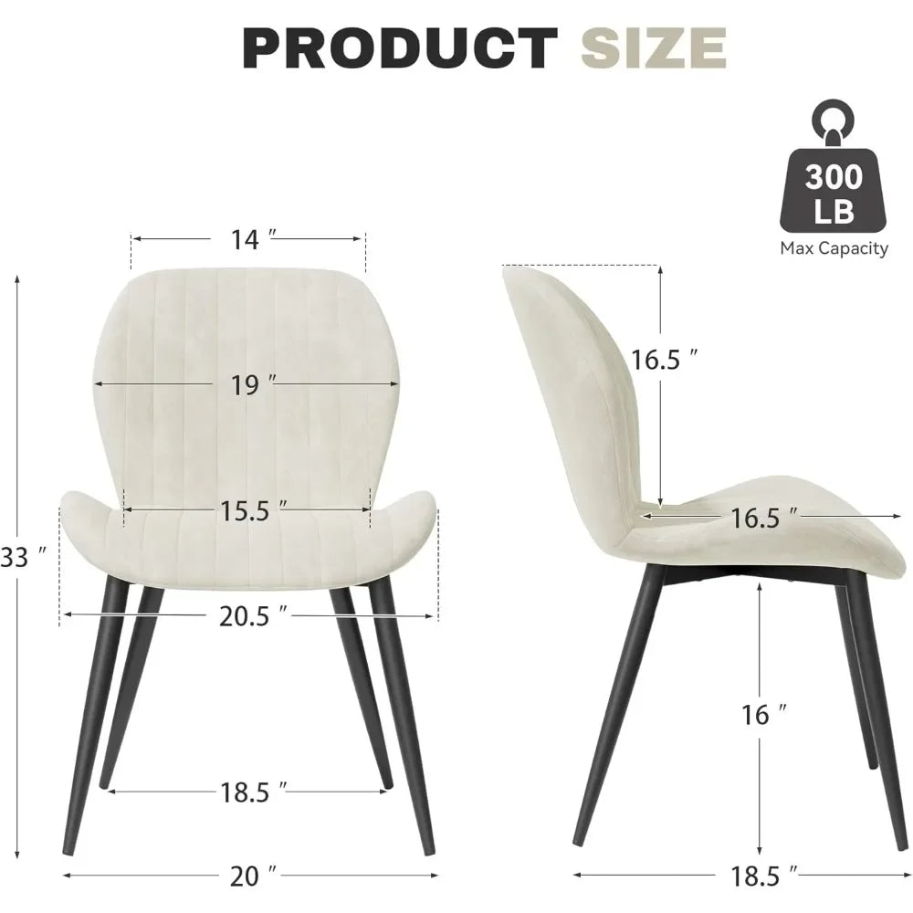 Upholstered Modern Fabric Dining Chairs with Thick Cushions