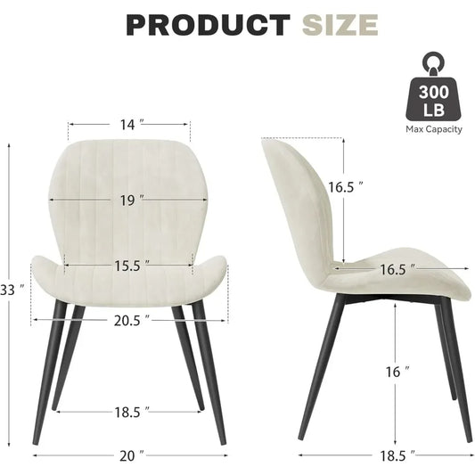 Upholstered Modern Fabric Dining Chairs with Thick Cushions