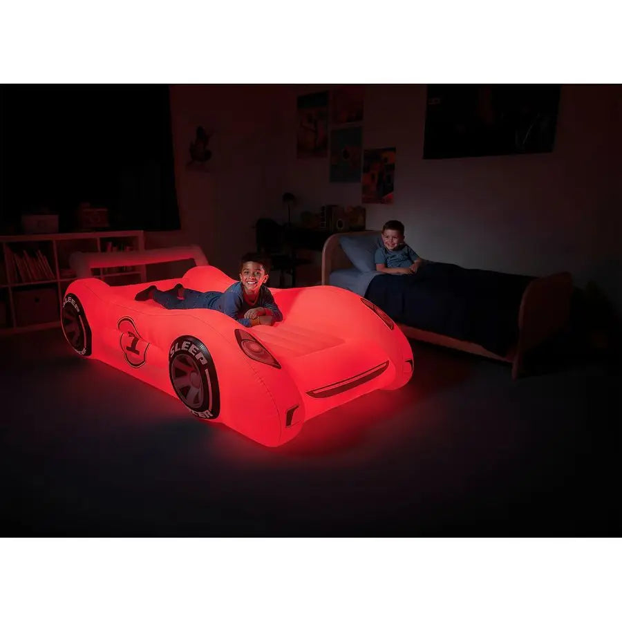 Inflatable Sleep Racer Dream Car Bed with LED Night Light Glow