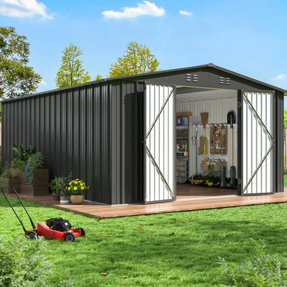 Metal Garden Tool Shed with Updated Frame Structure and Lockable Doors