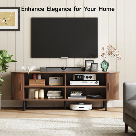 Entertainment Center Table with Sliding Doors