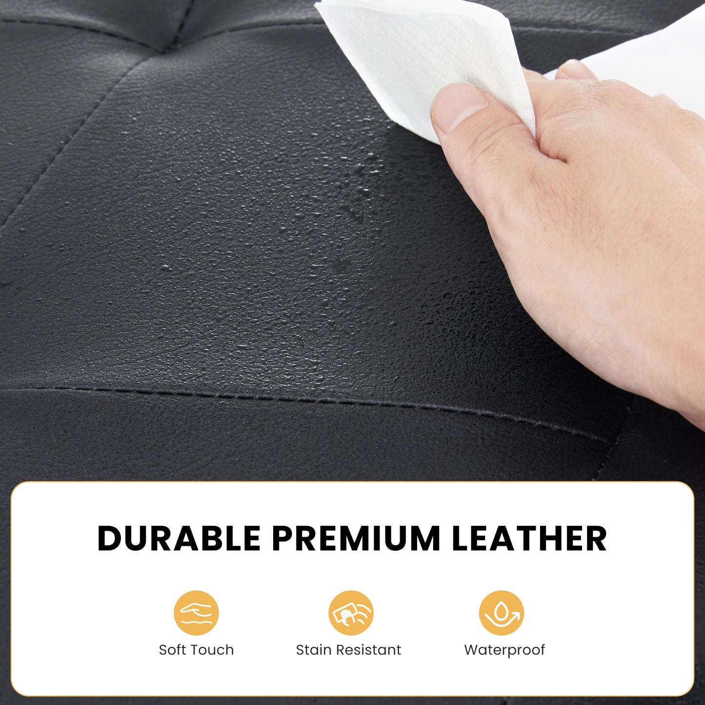 Leather Folding Ottoman Storage Footstool Bench
