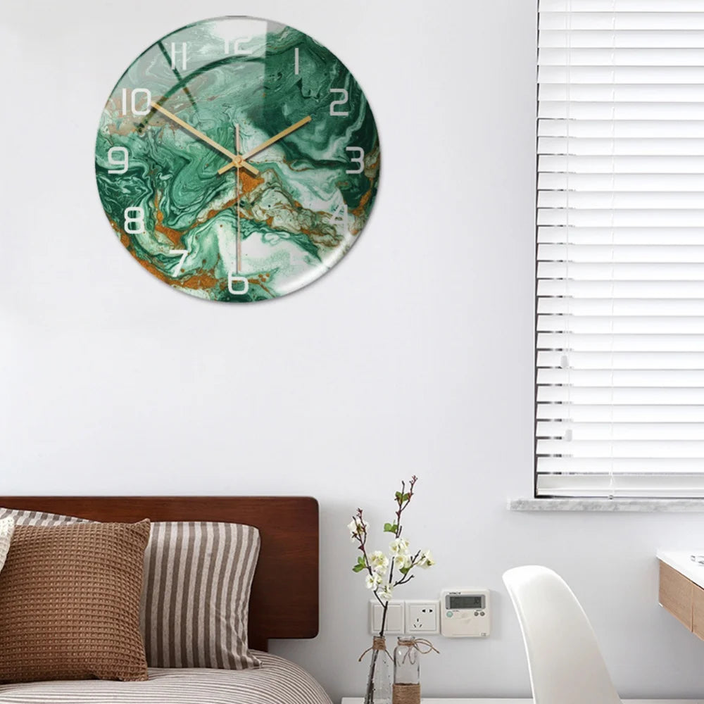 Luxury 3D Acrylic Marble Pattern Wall Adhesive Clock
