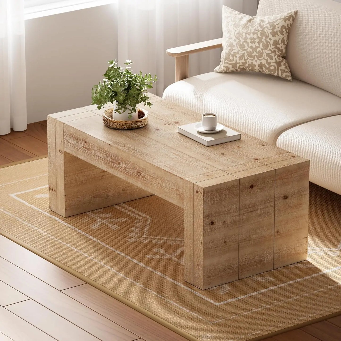 Modern Thick-Leg Rectangular Coffee Table