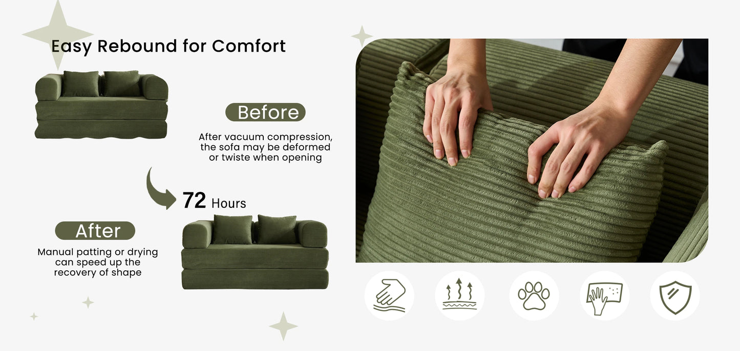 Boneless Couch Foldable Convertible Futon Sleeper Sofa Bed