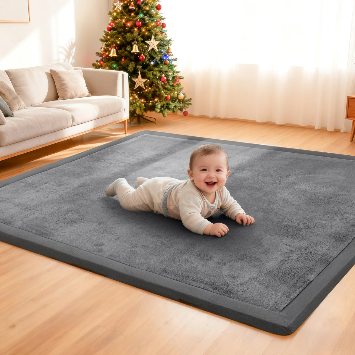 Large Play Mat Memory Foam Soft Velvet Nursery Rug