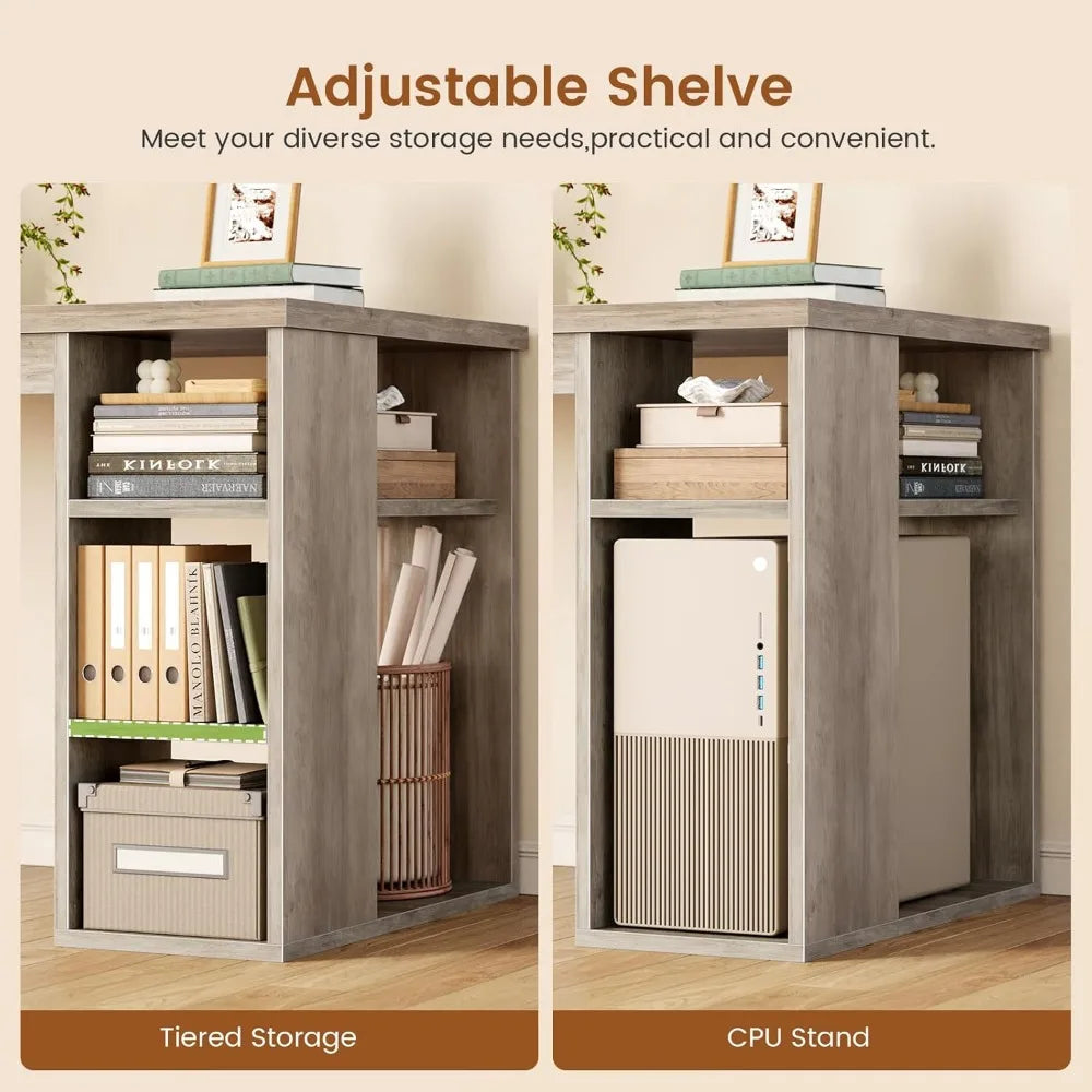 L Shaped Executive Desk with Storage Shelves