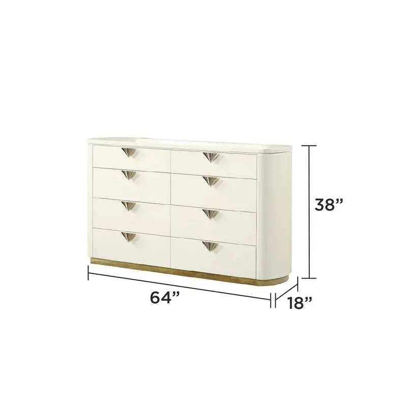 Bedroom Set with Wood Frame and Gold Accents Beige