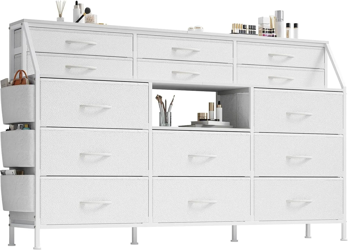 Fabric Chest of Drawers with Wooden Top