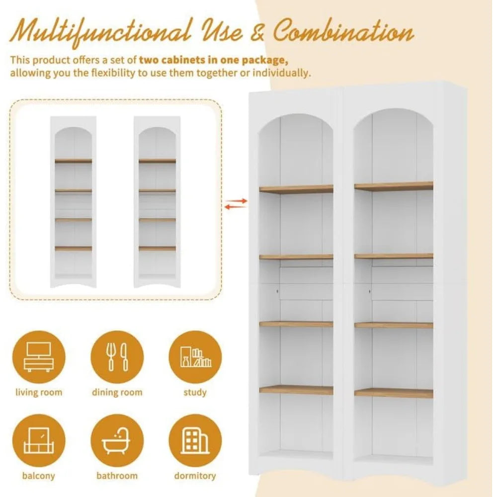 Bookcases Set of 2 - Storage Cabinet with Adjustable Shelves