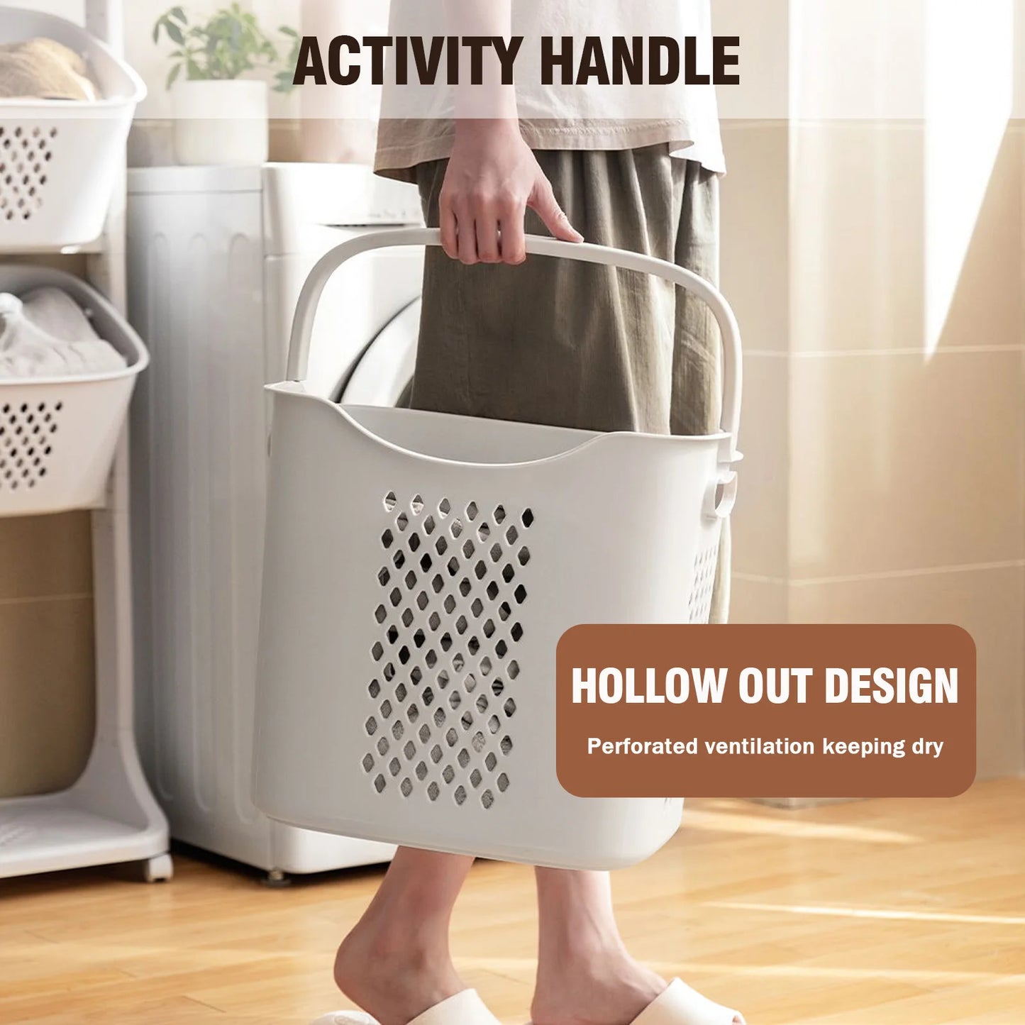 Multi-Layer Rolling Plastic Laundry Hamper with Wheels