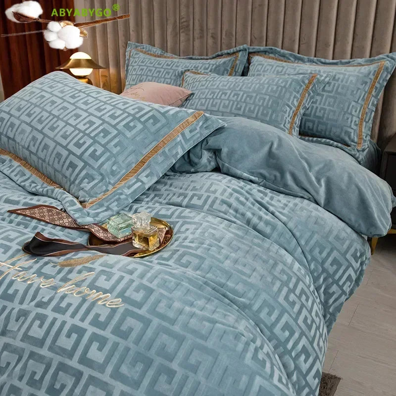 Bedding Set Luxury Winter Double Sided Milk Velvet Duvet Covers
