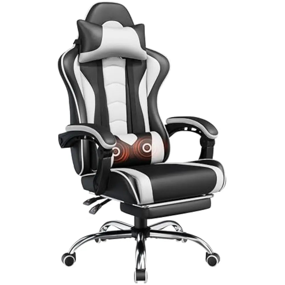 Office Chair w/ Massage Lumbar Support & Footrest