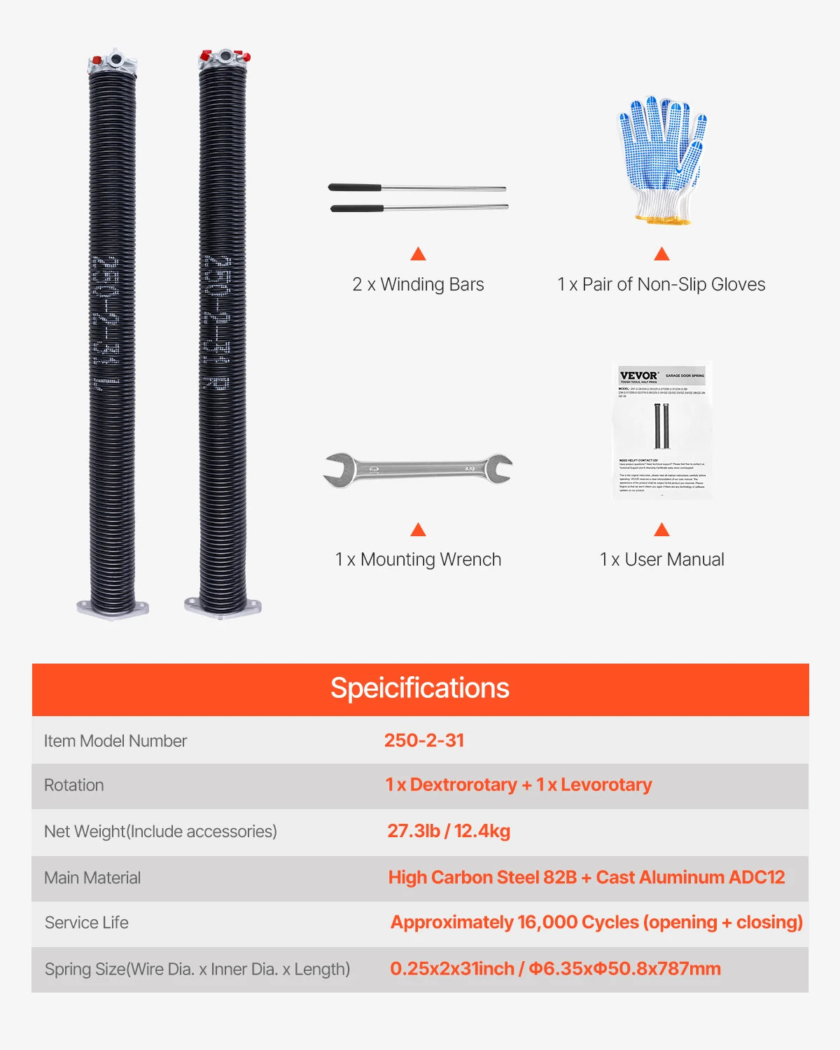 Garage Door Torsion Springs Pair
